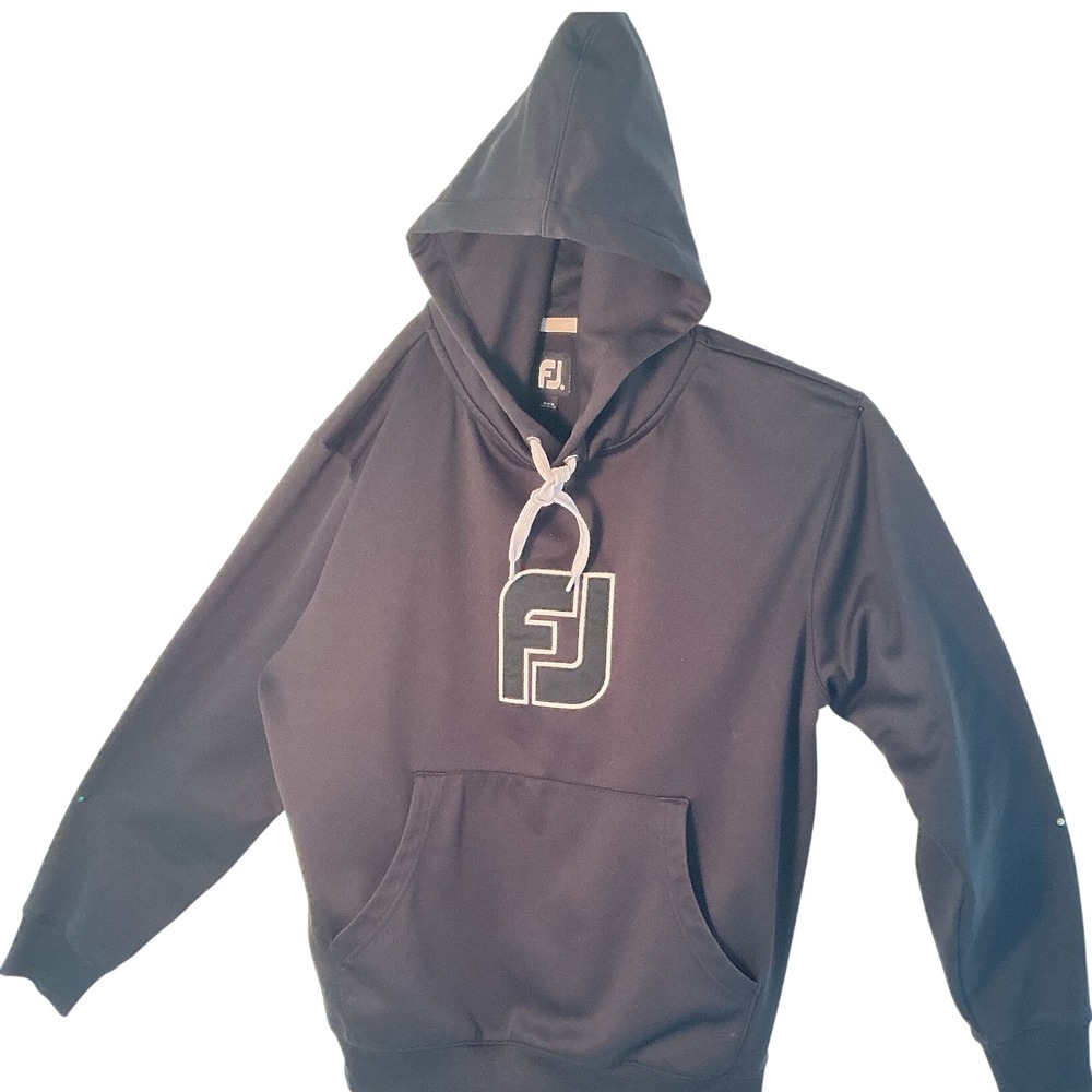 FootJoy Mens Performance Golf Hoodie Black Logo Pullover Sweatshirt Size M